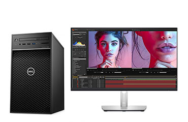 Dell Precision 3650 平面设计电脑（英特尔酷睿 i5-10600K, 4.1GHz, 6核丨32GB DDR4 内存丨512GB固态+1TB 机械硬盘丨NVIDIA P400显卡丨戴尔23.8寸显示器）