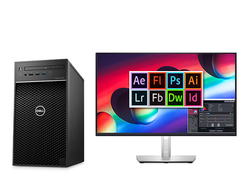 Dell Precision 3650 平面设计电脑（英特尔酷睿 i5-10600K, 4.1GHz, 6核丨32GB DDR4 内存丨512GB固态+1TB 机械硬盘丨NVIDIA P400显卡丨戴尔23.8寸显示器）