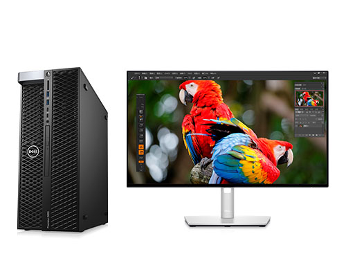 戴尔Precision T5820 平面设计电脑工作站（英特尔至强W-2223, 3.6GHz, 4核丨32GB DDR4 内存丨512GB固态+2TB 机械硬盘丨AMD  WX 3200 4G独显丨23.8英寸显示器）