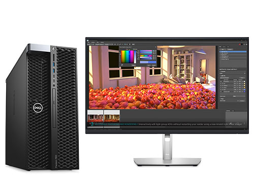 戴尔T7820塔式工作站 图形设计电脑（英特尔至强银牌 4210R, 2.4GHz, 10核丨64GB DDR4 ECC内存丨512GB 固态+2TB SATA硬盘丨NVIDIA T1000，8GB显卡丨27寸显示器）