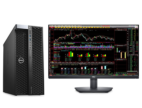戴尔Precision T7820 炒股专用电脑（英特尔至强金牌 5215, 2.5GHz, 10核丨64GB DDR4 内存丨1TB 固态硬盘丨AMD Pro WX3200，4GB显卡丨27英寸 显示器）