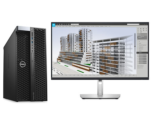 戴尔T7820工作站  建筑设计师电脑（至强银牌 4214R, 2.4GHz, 12核丨64GB DDR4 内存丨1TB 固态+4TB 机械硬盘丨NVIDIA Quadro P2200，5GB显卡丨27英寸 2K显示器）