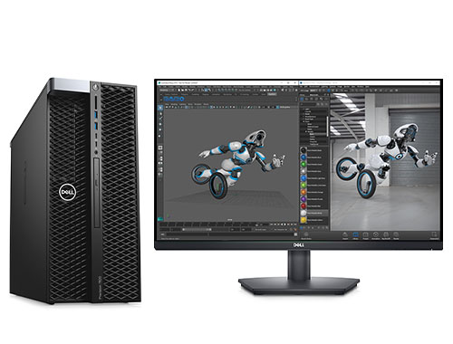 3D建模设计电脑 戴尔T7820塔式工作站（至强金牌 6240R, 2.4GHz, 24核丨256GB DDR4 内存丨1TB 固态+8TB 机械硬盘丨NVIDIA RTX6000, 24GB显卡丨27英寸显示器）