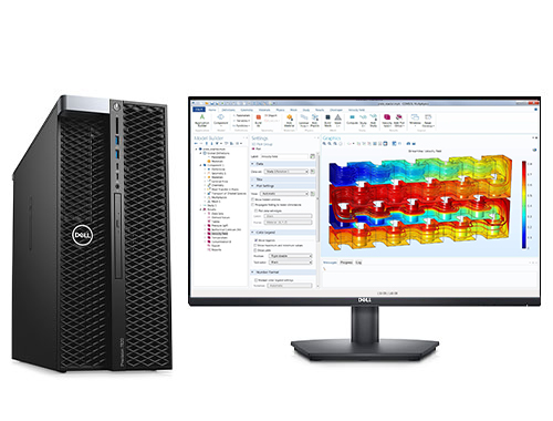 戴尔T7820工作站 COMSOL数值建模与仿真电脑（2颗*至强金牌 6242R, 3.1GHz, 20核丨128GB DDR4 内存丨2TB 固态+8TB 机械硬盘丨RTX A4000, 16GB独显丨27寸显示器）