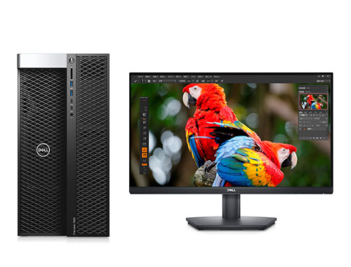 戴尔DELL T7920 图像处理电脑工作站（至强银牌 4210R, 2.4GHz, 10核丨32GB, DDR4 内存丨512GB 固态+4TB, 机械硬盘丨NVIDIA T1000, 8GB独显丨23.8英寸显示器）