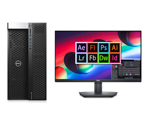 戴尔T7920 图形设计电脑工作站（英特尔至强银牌 4214R, 2.4GHz, 12核丨64GB, DDR4 内存丨512GB 固态+4TB, 机械硬盘丨NVIDIA T1000, 8G独显丨23.8英寸 2K显示器）