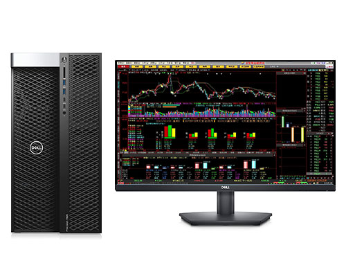 戴尔DELL T7920 炒股专用电脑工作站（英特尔至强银牌 4215R, 3.2GHz, 8核, 16线程丨64GB, DDR4 内存丨1TB M.2 固态硬盘丨NVIDIA T600, 4G独显丨戴尔27英寸显示器）