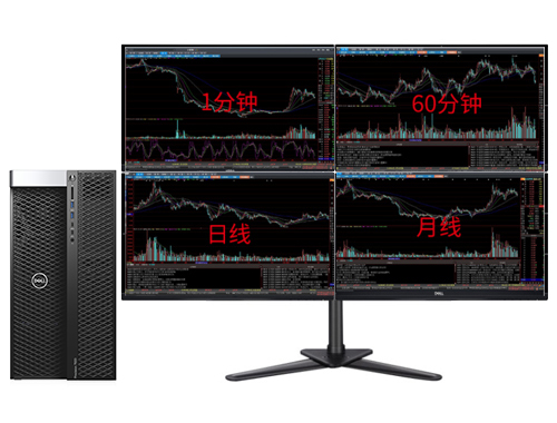 戴尔T7920工作站 炒股专用电脑四屏（2颗*至强银牌 4215R, 3.2GHz, 8核, 16线程丨64GB, DDR4 内存丨1TB M.2 固态硬盘丨NVIDIA T600, 4GB独显丨炒股四屏显示器）