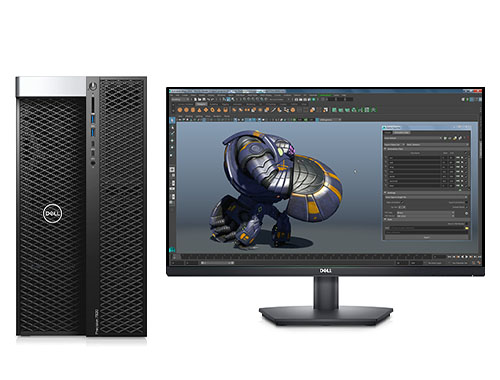 三维动画制作电脑 戴尔T7920工作站（2颗*至强金牌 5215, 2.5GHz, 10核丨96GB, DDR4 内存丨512GB 固态+8TB, 机械硬盘丨RTX A2000, 12GB专业显卡丨27英寸显示器）
