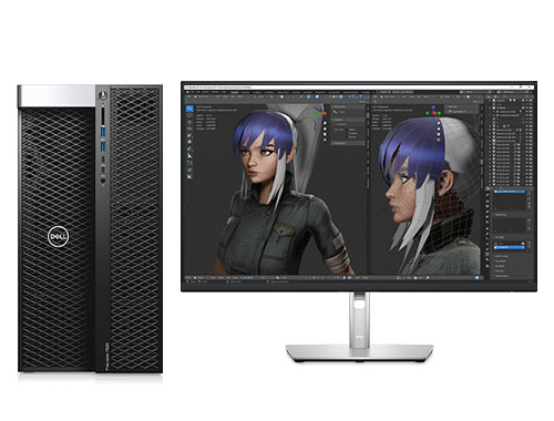 maya动画渲染电脑 戴尔T7920工作站（英特尔至强金牌 5218R, 2.1GHz, 20核丨128GB, DDR4 内存丨1TB 固态+8TB, 机械硬盘丨AMD Pro W5700, 8GB显卡丨27寸显示器）