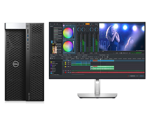 视频剪辑师电脑 戴尔T7920工作站（英特尔至强金牌 5220R, 2.2GHz, 24核丨128GB, DDR4 内存丨512GB 固态+12TB, 机械硬盘丨AMD W5500, 8GB显卡丨27英寸 4K显示器）