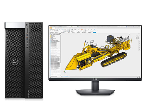 三维机械设计电脑 戴尔T7920工作站（英特尔至强金牌 5215, 2.5GHz, 10核丨64GB, DDR4 内存丨512GB 固态+4TB, 机械硬盘丨AMD Pro W5500, 8GB显卡丨27英寸显示器）