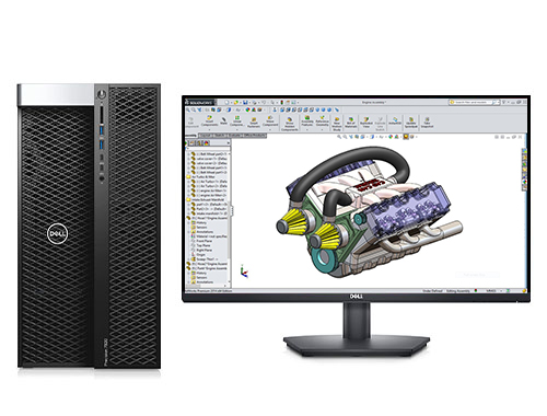 CAD机械设计电脑  戴尔T7920工作站（英特尔至强金牌 6240R, 2.4GHz, 24核丨128GB, DDR4 ECC 内存丨1TB 固态+8TB 机械硬盘丨RTX A2000, 6GB显卡丨戴尔27寸显示器）