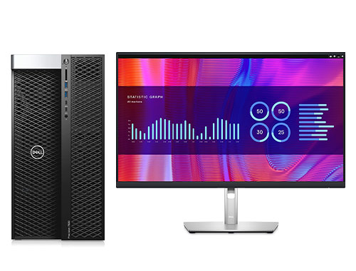 戴尔DELL T7920 塔式图形工作站（2颗*英特尔至强金牌 5222, 3.8GHz, 4核丨256GB, DDR4 内存丨2TB 固态+8TB, 机械硬盘丨Quadro P2200, 5GB显卡丨27寸显示器）