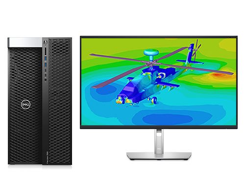 建模渲染仿真电脑 戴尔T7920工作站（2颗*至强金牌 6246R, 3.4GHz, 16核丨512GB, DDR4 内存丨2TB, 固态+2块*8TB, 机械硬盘丨RTX A5000, 24GB 显卡丨27寸显示器）