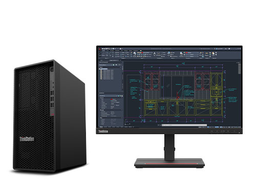 联想P348塔式工作站 CAD画图电脑（英特尔酷睿 i7-11700，8核丨32GB DDR4 内存丨512GB 固态+2TB 机械硬盘丨NVIDIA T1000 4GB显卡丨23.8英寸显示器）