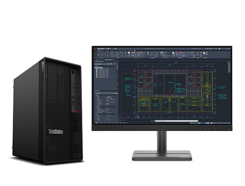 CAD画图电脑  联想P350台式工作站（英特尔酷睿 i5-11600，6核丨32GB DDR4 内存丨256GB 固态+2TB 机械硬盘丨NVIDIA T600 4GB显卡丨23.8英寸显示器）