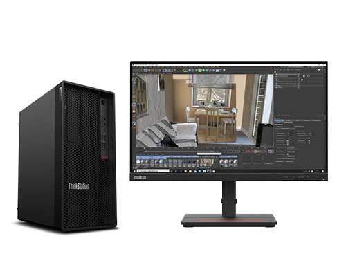 CAD绘图电脑 联想P350工作站（英特尔酷睿 i5-11600K，6核，12线程丨32GB DDR4 内存丨512GB 固态+2TB 机械硬盘丨NVIDIA T600 4GB显卡丨23.8英寸显示器）