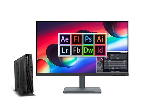 联想P350 Tiny 迷你小机箱  图像处理工作站（英特尔酷睿 i9-11900，8核丨64GB DDR4 内存丨1TB M.2 固态硬盘丨NVIDIA T1000 4GB显卡丨联想27英寸显示器）