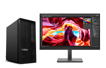 PS设计修图电脑 联想P360塔式工作站（英特尔酷睿 i7-12700, 12核丨16GB DDR5 内存丨256GB 固态+2TB 机械硬盘丨NVIDIA T400 4GB显卡丨联想23.8英寸显示器）