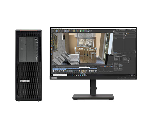 CAD画图电脑  联想P520工作站（英特尔至强 W-2255, 10核, 3.7GHz丨32GB DDR4 内存丨1TB M.2 固态硬盘丨NVIDIA T1000 8GB显卡丨23.8英寸显示器）