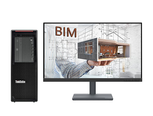 BIM建筑设计电脑  联想P520塔式工作站（英特尔至强 W-2265, 12核丨128GB DDR4 内存丨1TB 固态+4TB 机械硬盘丨Quadro RTX 4000 8GB显卡丨27英寸显示器）