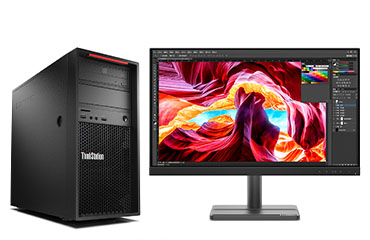 平面设计台式电脑 联想P520C工作站（英特尔至强 W-2225, 4核, 4.1GHz丨32GB DDR4 内存丨512GB 固态+2TB 机械硬盘丨AMD WX3200 4GB显卡丨23.8寸显示器）