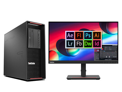 专业渲染绘图电脑 联想P720塔式工作站（英特尔至强铜牌 3206R, 8核, 8线程丨64GB DDR4 内存丨1TB M.2 固态硬盘丨GeForce RTX 3060 12GB显卡丨27英寸显示器）