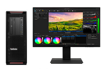 视频剪辑师电脑  联想P720工作站（英特尔至强银牌 4216, 16核丨64GB DDR4 内存丨512GB 固态+2TB 机械硬盘丨GeForce RTX 3060 12GB显卡丨联想27英寸显示器）