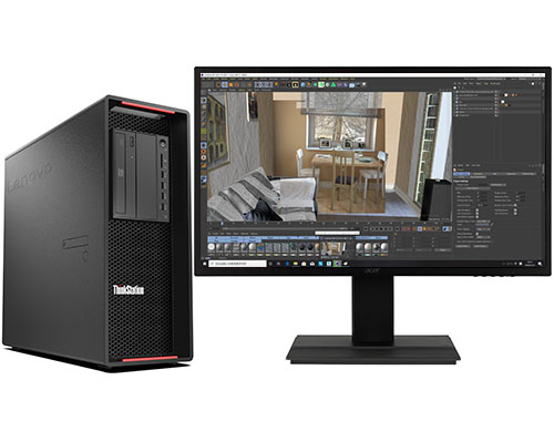 CAD制图电脑台式机  联想P720工作站（英特尔至强金牌 5215, 10核丨64GB DDR4 内存丨1TB 固态+4TB 机械硬盘丨NVIDIA Quadro P2200 5GB显卡丨27寸显示器）