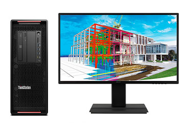 三维制图渲染电脑  联想P720塔式工作站（英特尔至强金牌 6234, 3.3GHz, 8核丨192GB DDR4 内存丨1TB 固态+4TB 机械硬盘丨RTX A4500 20GB显卡丨27英寸显示器）