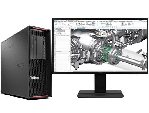 CAD/SW/UG/CATIA机械制图电脑 联想P720工作站（2颗*至强金牌 5220R, 24核丨256GB DDR4 内存丨1TB 固态+4TB 机械硬盘丨A4000 16GB显卡丨27寸显示器）