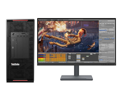 三维动画制作电脑 联想P920工作站（英特尔至强银牌 4210R, 2.4GHz, 10核丨64GB DDR4 内存丨512GB 固态+2TB 机械硬盘丨RTX 3060 12GB显卡丨27英寸显示器）
