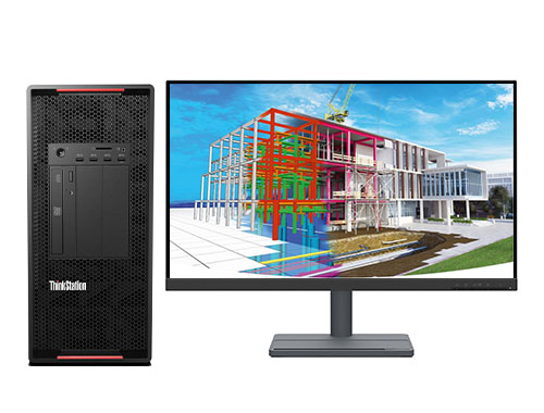 三维建模渲染电脑 联想P920工作站（2颗*至强银牌 4214, 2.2GHz, 12核丨64GB DDR4 内存丨512GB 固态+2TB 机械硬盘丨NVIDIA T1000 8GB显卡丨27寸显示器）