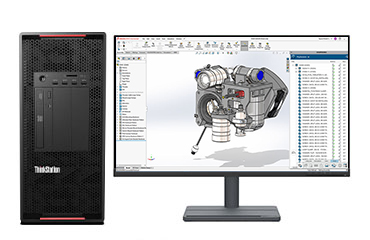 CAD机械设计电脑 联想P920工作站（英特尔至强金牌 6226R, 2.9GHz, 16核丨128GB DDR4 内存丨1TB 固态+ 4TB 机械硬盘丨RTX A2000 6GB显卡丨27寸显示器）