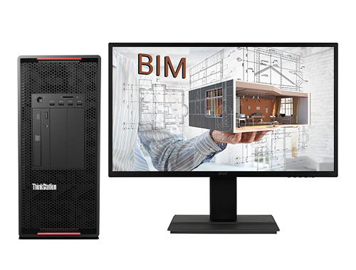 BIM制图电脑  联想P920塔式图形工作站（英特尔至强银牌 4216, 16核丨128GB DDR4 内存丨1TB M.2 固态+4TB 机械硬盘丨RTX A2000 6GB显卡丨27英寸显示器）