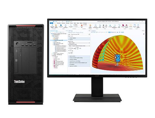 电磁仿真电脑 联想P920图形工作站（2颗*英特尔至强金牌 6240R, 24核丨256GB DDR4 内存丨2TB 固态+8TB 机械硬盘丨NVIDIA RTX A4000 16GB显卡丨27寸显示器）