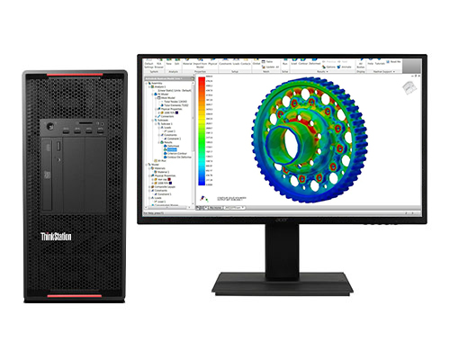 CAE仿真分析电脑 联想P920塔式图形工作站（2颗*英特尔至强金牌 5220R, 24核丨256GB DDR4 内存丨2TB 固态+8TB 机械硬盘丨RTX A5000 24GB显卡丨27英寸显示器）