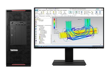 CFD仿真计算电脑 联想P920工作站（2颗*英特尔至强金牌 6230, 20核丨256GB DDR4 内存丨2TB 固态+ 4TB机械硬盘丨NVIDIA RTX A5000 24GB显卡丨27寸显示器）