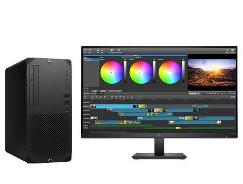 视频剪辑电脑 惠普HP Z1 G9工作站（英特尔酷睿 i7-12700，2.1GHz，12核丨32GB DDR5 内存丨512GB 固态+2TB 机械硬盘丨GeForce RTX 3060 12GB显卡丨27英寸显示器）