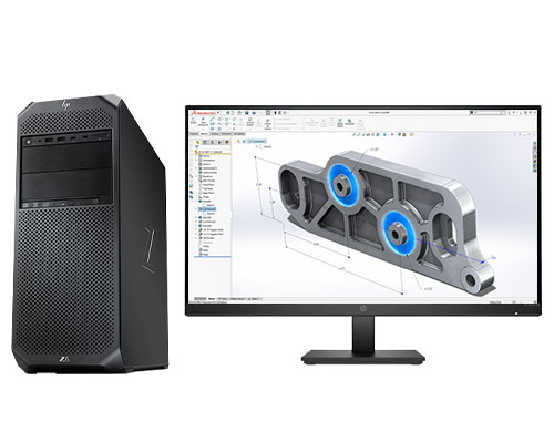 3D渲染电脑 惠普HP Z6 G4 塔式工作站（英特尔至强银牌 4210R，10核丨32GB DDR4-2933 内存丨512GB M.2固态+2TB 机械硬盘丨NVIDIA T1000，8GB显卡丨27寸显示器）