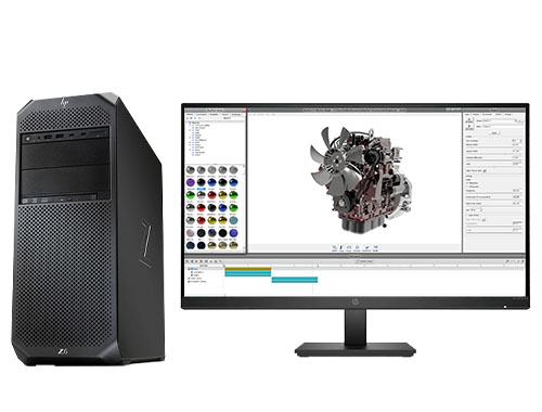 机械CAD设计电脑 HP Z6 G4 工作站 （2颗*英特尔至强银牌 4210R，10核丨64GB DDR4 内存丨512GB M.2固态+2TB 机械硬盘丨NVIDIA RTX A2000，12GB显卡丨27寸显示器）