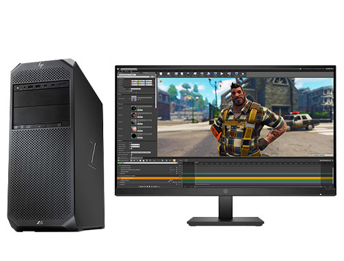 游戏开发电脑 HP Z6 G4 工作站（英特尔至强金牌 5222，3.8GHz，4核丨64GB DDR4 内存丨1TB 固态+4TB 机械硬盘丨NVIDIA GeForce RTX 3060，12GB显卡丨27寸显示器）