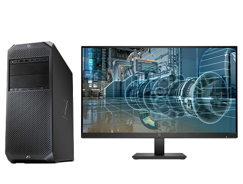 三维可视化工作站 惠普HP Z6 G4（英特尔至强金牌 5220，18核丨64GB DDR4 ECC 内存丨1TB 固态+4TB 机械硬盘丨NVIDIA GeForce RTX 3060Ti，8GB显卡丨27英寸显示器）