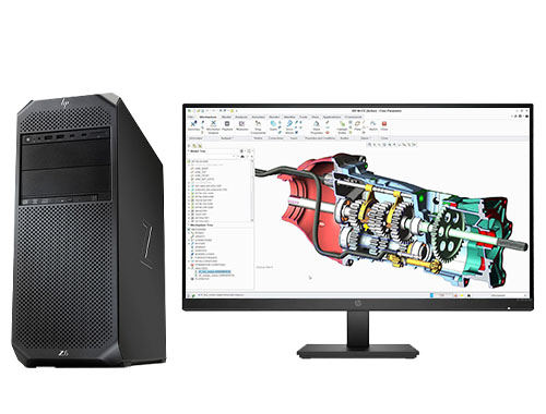机械设计师电脑 HP Z6 G4 工作站 （英特尔至强金牌 5220，18核丨128GB DDR4 ECC 内存丨1TB 固态+4TB SATA 机械硬盘丨NVIDIA RTX A2000，12GB显卡丨27寸显示器）