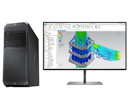 流体仿真计算电脑 HP Z6 G4 工作站（英特尔至强金牌 6246，12核丨192GB DDR4 ECC 内存丨1TB 固态+4TB SATA 机械硬盘丨NVIDIA RTX A4500，20GB显卡丨27英寸显示器）