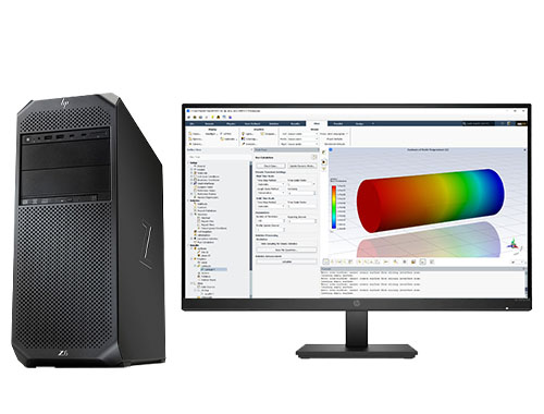 Fluent流体力学仿真电脑 HP Z6 G4 工作站（英特尔至强金牌 6256，12核丨128GB DDR4 ECC 内存丨2TB 固态+4TB 机械硬盘丨NVIDIA RTX A4500，20GB显卡丨27寸显示器）