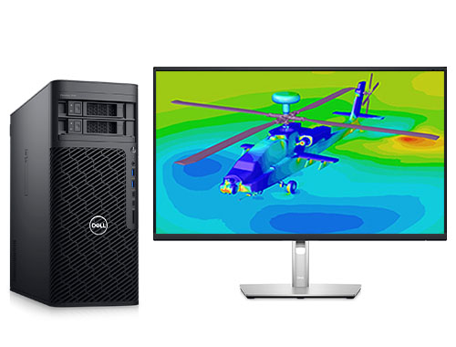 CAE仿真模拟电脑 戴尔T7865 塔式工作站（AMD Ryzen 5965WX，24核丨256GB，DDR4，ECC 内存丨2TB 固态+4TB 机械硬盘丨RTX A4500, 20GB 显卡丨戴尔27寸显示器）
