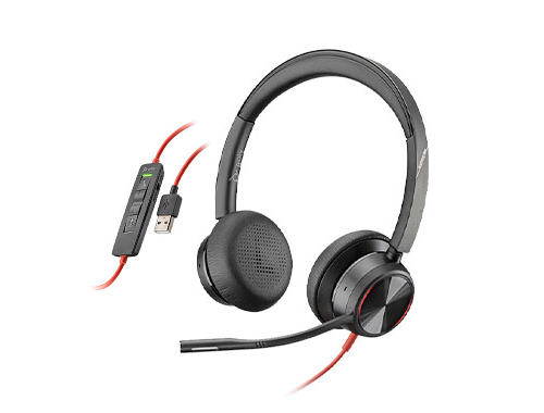博诣POLY Blackwire 8225 主动降噪立体声有线耳机,DSP+ANC主动降噪,拾音魔球技术,EQ音频动态均衡,防尖啸听力保护