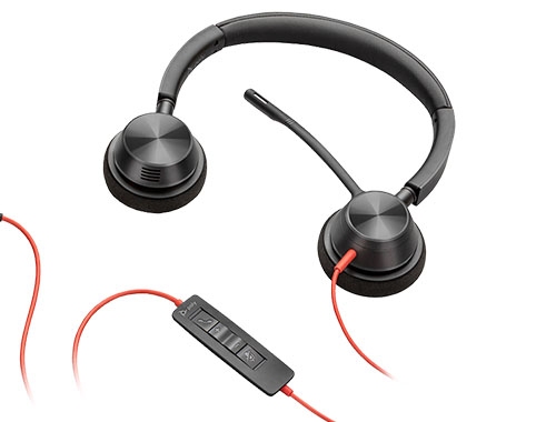 博诣POLY Blackwire 8225 主动降噪立体声有线耳机,DSP+ANC主动降噪,拾音魔球技术,EQ音频动态均衡,防尖啸听力保护